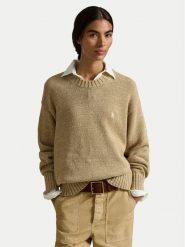 Polo Ralph Lauren Sweter 211A96252001 Beżowy Relaxed Fit. Brązowe swetry Polo Ralph Lauren, xs, bez wzorów, z bawełny, bez ramiączek. Za 1,298.99 zł.