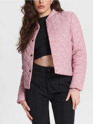 Kurtka pikowana - różowy. Czerwone kurtki Sinsay, l, bez wzorów, bez kaptura. Za 59.99 zł.