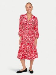 ONLY Sukienka koszulowa Milana 15308233 Czerwony Loose Fit. Czerwone sukienki ONLY, l, bez wzorów, z wiskozy, bez kołnierzyka, bez ramiączek, koszulowe. Za 119.99 zł.