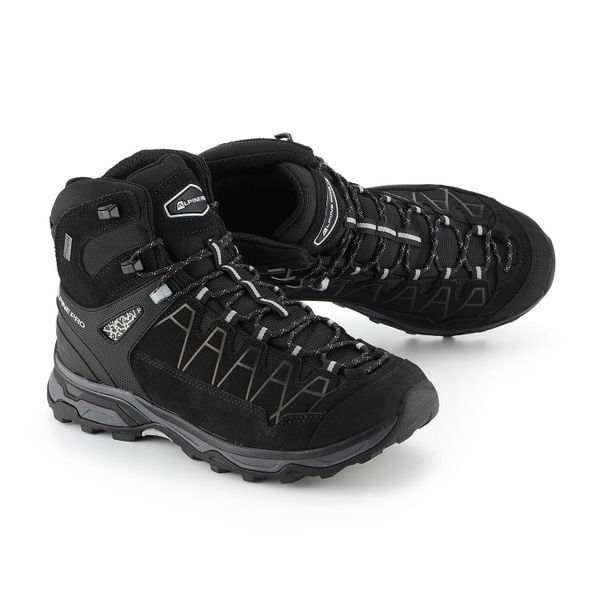 Buty turystyczne skórzane unisex Alpine Pro Vete. Czarne buty trekkingowe Alpine Pro, bez wzorów, bez zapięcia. W wyprzedaży za 549.00 zł.