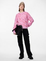 Pieces Sweter "Jeo" w kolorze jasnoróżowym rozmiar: M. Różowe swetry Pieces, m, bez wzorów, ze splotem, bez ramiączek. Za 66.47 zł.