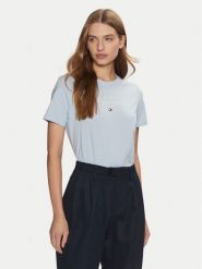 Tommy Hilfiger T-Shirt WW0WW43895 Błękitny Regular Fit. Niebieskie t-shirty Tommy Hilfiger, l, bez wzorów, z bawełny, bez kołnierzyka, bez ramiączek. Za 129.99 zł.
