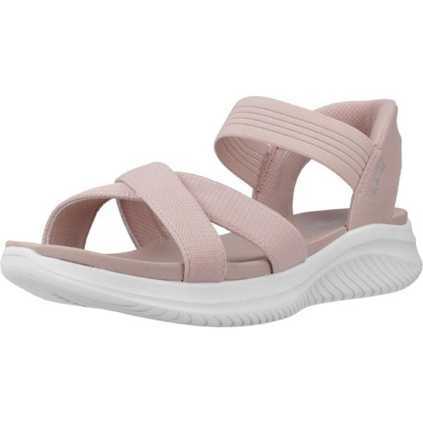 Sandały SKECHERS ULTRA FLEX 3.0 SANDAL NEV Rose. Czerwone sandały Skechers, bez wzorów, z tkaniny, bez obcasa, bez zapięcia. Za 268.99 zł.