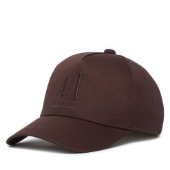 Czapka z daszkiem Armani Exchange. Brązowe czapki z daszkiem Armani Exchange, bez wzorów. Za 289.99 zł.