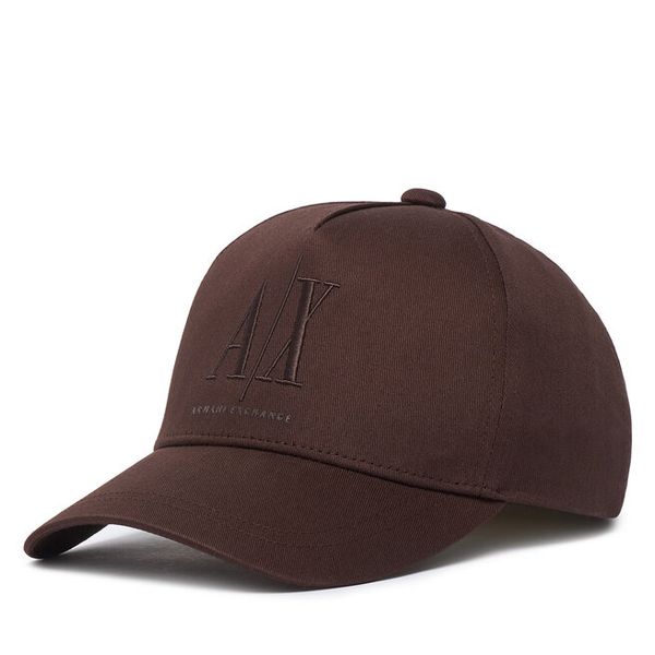 Czapka z daszkiem Armani Exchange. Brązowe czapki z daszkiem Armani Exchange, bez wzorów. Za 289.99 zł.