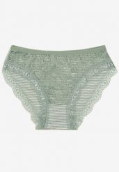 Miętowe Bawełniane Majtki Figi w Paski z Koronką Rilira. Zielone figi Born2be, z aplikacjami, z bawełny. Za 19.99 zł.