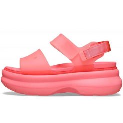 Crocs Sandały Soho Frosted Y Strap W Damskie. Czerwone sandały Crocs, bez wzorów, z materiału, bez obcasa, bez zapięcia. Za 289.99 zł.