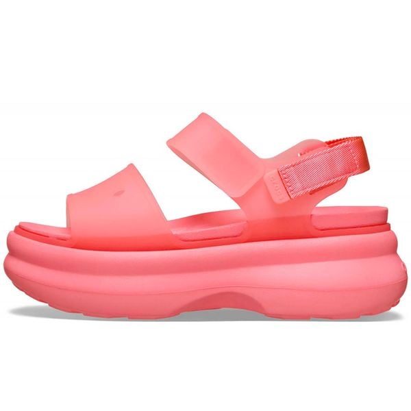 Crocs Sandały Soho Frosted Y Strap W Damskie. Czerwone sandały Crocs, bez wzorów, z materiału, bez obcasa, bez zapięcia. Za 289.99 zł.