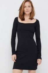 Calvin Klein Jeans sukienka kolor czarny mini dopasowana. Czarne sukienki Calvin Klein Jeans, l, bez wzorów, z jeansu, bez kołnierzyka, bez ramiączek, maxi, dopasowane. Za 449.99 zł.