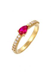 Elli Damski kształt kropli elegancki z syntetycznym rubinem i cyrkoniami z pozłacanego srebra próby 925 Sterling Silver Pierścionki 1 ct. Szare pierścionki Elli, z cyrkonią, pozłacane. Za 283.99 zł.