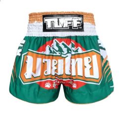 Spodenki treningowe TUFF Bear. Zielone szorty sportowe TUFF, bez wzorów, z materiału, na fitness i siłownię. Za 149.00 zł.
