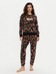 DKNY Piżama YI80028F Brązowy Relaxed Fit. Brązowe piżamy DKNY, l, bez wzorów, z syntetyku, bez kołnierzyka, bez ramiączek. Za 299.99 zł.