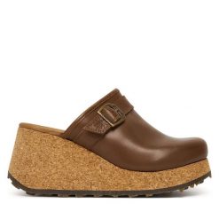 Klapki Fly London. Brązowe klapki Fly London, bez wzorów, bez obcasa, bez zapięcia. Za 716.99 zł.