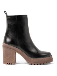 Lazamani Skórzane botki w kolorze czarnym rozmiar: 40. Czarne botki Lazamani, bez wzorów, eleganckie, bez obcasa, na platformie, bez zapięcia. Za 279.11 zł.