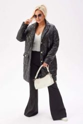 Wiosenny czarny płaszcz Greta - lekkość i elegancja PLUS SIZE XXL. Czarne płaszcze Moda Size Plus Iwanek, na wiosnę, plus size, bez wzorów, z poliesteru, eleganckie, bez kaptura. Za 299.90 zł.