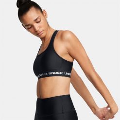 Stanik sportowy damski treningowy Under Armour biustonosz sportowy. Czarne biustonosze sportowe Under Armour, bez wzorów, do biegania. Za 110.99 zł.