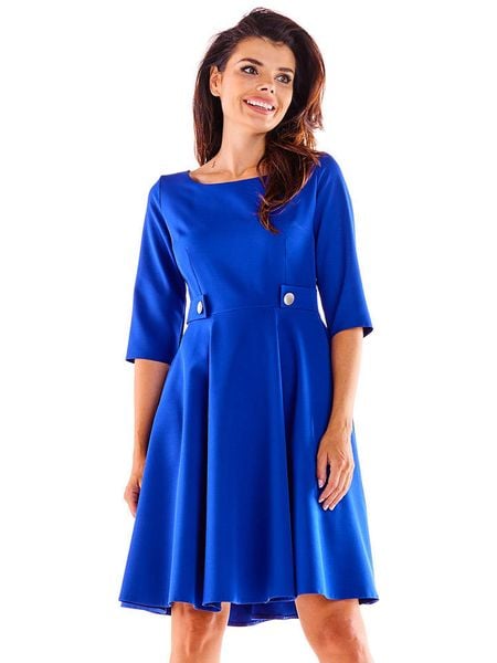 Awama Sukienka w kolorze niebieskim rozmiar: S. Niebieskie sukienki Awama, s, bez wzorów, bez kołnierzyka, bez ramiączek, mini, rozkloszowane. Za 185.95 zł.