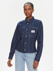 Calvin Klein Jeans Koszula jeansowa Lean J20J222825 Niebieski Slim Fit. Niebieskie koszule Calvin Klein Jeans, xs, bez wzorów, z bawełny, bez kołnierzyka, bez ramiączek. Za 249.99 zł.