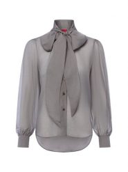 HUGO Rozkloszowana bluzka damska - Elegancka Kobiety szary jednolity, 38. Szare bluzki Hugo, bez wzorów, z lyocellu, eleganckie, bez kołnierzyka, bez ramiączek. Za 799.95 zł.