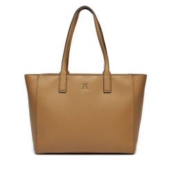 Torebka Tommy Hilfiger. Brązowe shopper bag Tommy Hilfiger, bez wzorów, bez dodatków. Za 419.99 zł.