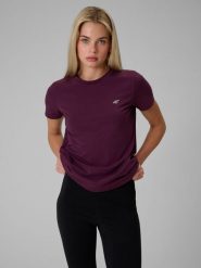 4F T-shirt regular gładki damski - fioletowy XL. Fioletowe t-shirty 4f, uniwersalny, bez wzorów, z bawełny, klasyczne, bez kołnierzyka, bez ramiączek. Za 49.99 zł.