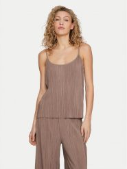 Vila Top Plisa 14096337 Brązowy Relaxed Fit. Brązowe topy Vila, l, bez wzorów, z wiskozy, bez kołnierzyka, bez ramiączek. Za 49.99 zł.