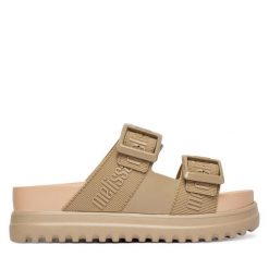 Klapki Melissa. Brązowe klapki Melissa, bez wzorów, bez obcasa, bez zapięcia. Za 458.99 zł.