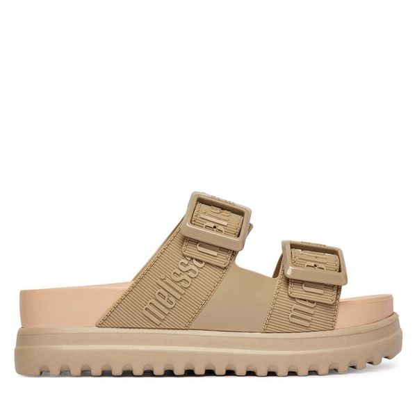 Klapki Melissa. Brązowe klapki Melissa, bez wzorów, bez obcasa, bez zapięcia. Za 458.99 zł.