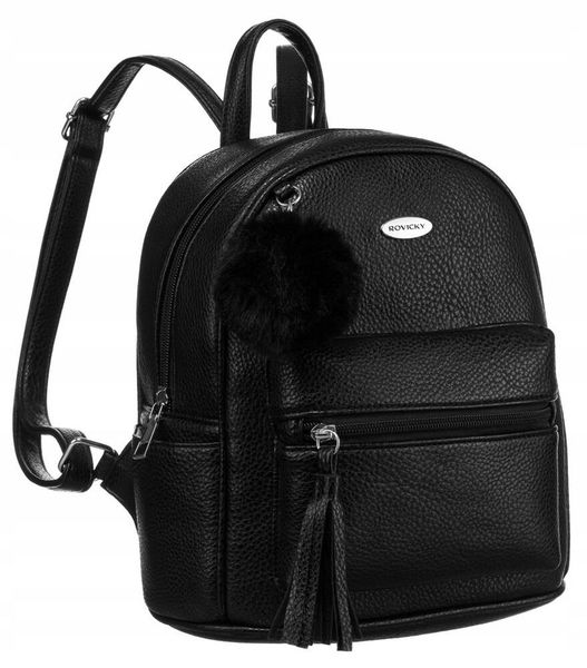 Plecak damski Rovicky R-PZP-02 czarny. Czarne plecaki ROVICKY, bez wzorów, ze skóry, bez dodatków. Za 137.99 zł.