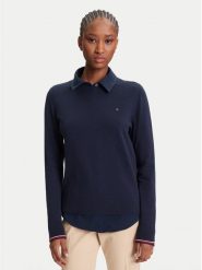 Tommy Hilfiger Sweter WW0WW44984 Granatowy Regular Fit. Niebieskie swetry Tommy Hilfiger, l, bez wzorów, z bawełny, bez ramiączek. Za 429.99 zł.