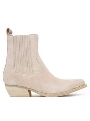 Guess Kowbojki FLTLN2 SUE10 Beżowy. Brązowe botki Guess, z aplikacjami, ze skóry, bez obcasa, na słupku, bez zapięcia. Za 839.99 zł.