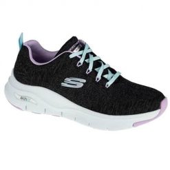 Buty do chodzenia damskie Skechers Arch Fit Comfy Wave. Czarne buty treningowe Skechers, bez wzorów, z dzianiny, bez zapięcia, trekkingowe. Za 511.80 zł.