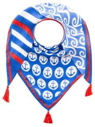 Zwillingsherz Chusta trójkątna w kolorze niebiesko-czerwono-białym - 200 x 90 cm rozmiar: onesize. Białe chusty Zwillingsherz, bez wzorów, z materiału. Za 131.12 zł.