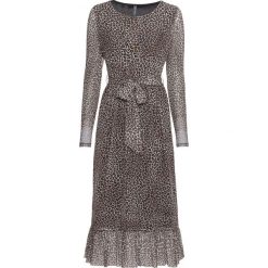 Sukienka midi w cętki leoparda bonprix czarno-beżowy wzorzysty. Sukienki marki Marie Zélie. Za 119.99 zł.