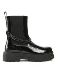 DeeZee Botki H13119-4 Czarny. Czarne botki DeeZee, bez wzorów, ze skóry, bez obcasa, na płaskiej podeszwie, bez zapięcia. Za 139.99 zł.