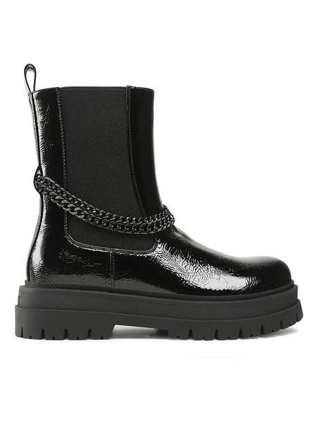 DeeZee Botki H13119-4 Czarny. Czarne botki DeeZee, bez wzorów, ze skóry, bez obcasa, na płaskiej podeszwie, bez zapięcia. Za 199.99 zł.