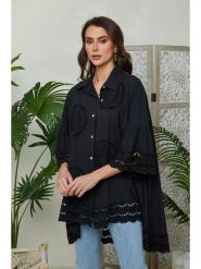 Lin Passion Koszula w kolorze czarnym rozmiar: 34/36. Czarne koszule Lin Passion, bez wzorów, z bawełny, klasyczne, bez kołnierzyka, bez ramiączek. Za 173.99 zł.