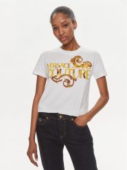 Versace Jeans Couture T-Shirt 76HAHG00 Biały Slim Fit. Białe t-shirty Versace Jeans Couture, s, bez wzorów, z bawełny, bez kołnierzyka, bez ramiączek. Za 629.99 zł.