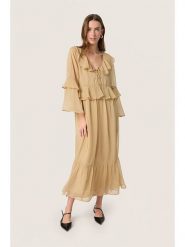 Soaked in Luxury Sukienka w kolorze beżowym rozmiar: XL. Brązowe sukienki Soaked in Luxury, xl, bez wzorów, bez kołnierzyka, bez ramiączek, midi, rozkloszowane. Za 165.99 zł.