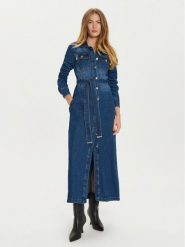 Babylon Sukienka jeansowa EBJ008 Niebieski Regular Fit. Niebieskie sukienki Babylon, bez wzorów, z bawełny, bez kołnierzyka, bez ramiączek. Za 669.99 zł.