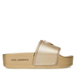 Klapki KARL LAGERFELD. Żółte klapki KARL LAGERFELD, bez wzorów, bez obcasa, bez zapięcia. Za 319.99 zł.