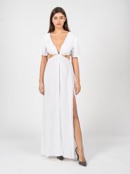 Pinko Sukienka "Bacio" | 101031 A0S1 | Kobieta | Biały. Białe sukienki Pinko, na co dzień, s, bez wzorów, z materiału, bez kołnierzyka, bez ramiączek, maxi, dopasowane. W wyprzedaży za 459.00 zł.
