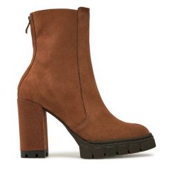 Botki R.Polański. Brązowe botki R.Polański, bez wzorów, bez obcasa, na słupku, bez zapięcia. Za 339.99 zł.