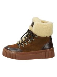 GANT Footwear Skórzane botki zimowe "Snowmont" w kolorze jasnobrązowo-kremowym rozmiar: 37. Brązowe botki GANT Footwear, bez wzorów, z wełny, bez obcasa, na platformie, bez zapięcia. Za 243.64 zł.
