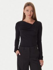 Patrizia Pepe Bluzka 2M4479/J337-K103 Czarny Regular Fit. Czarne bluzki Patrizia Pepe, m, bez wzorów, z wiskozy, bez kołnierzyka, bez ramiączek. Za 589.99 zł.