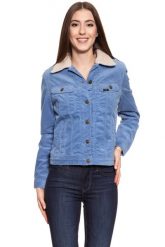 DAMSKA KURTKA SZTRUKSOWA LEE CORDUROY SHERPA RIDER JACKET FROST BLUE L54VDC98. Niebieskie kurtki Lee, na zimę, l, bez wzorów, ze sztruksu, bez kaptura. Za 259.99 zł.