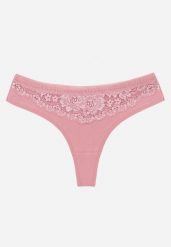Różowe Majtki Typu Stringi z Bawełną i Koronką Zeliche. Czerwone stringi Renee, bez wzorów, z bawełny. Za 7.99 zł.