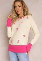 Jasnobeżowy Sweter z Drobnymi Kropkami z Wełną Angorską Liname. Brązowe swetry Renee, l, bez wzorów, z wełny, casualowe, bez ramiączek. W wyprzedaży za 55.99 zł.