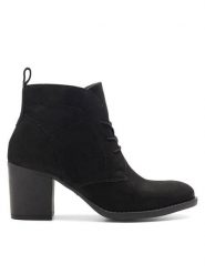 Lasocki Trzewiki WI23-RUTH-04 Czarny. Czarne botki Lasocki, bez wzorów, ze skóry, bez obcasa, na słupku, bez zapięcia. Za 169.99 zł.