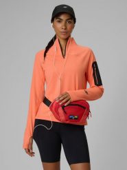 4F Bluza trekkingowa slim bez kaptura damska - pomarańczowa S. Brązowe bluzy 4f, l, bez wzorów, bez ramiączek, bez kaptura. Za 179.99 zł.